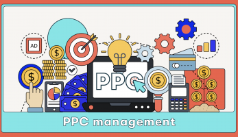 A decorative image with icons thought to represent an effect PPC management campaign.